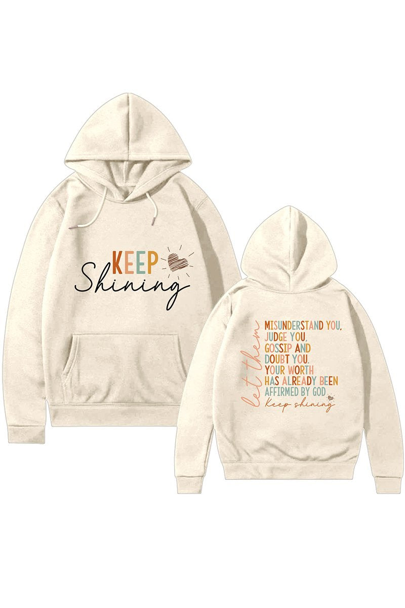 WOMEN LETTER PRINTING LONG SLEEVE PULLOVER HOODIE