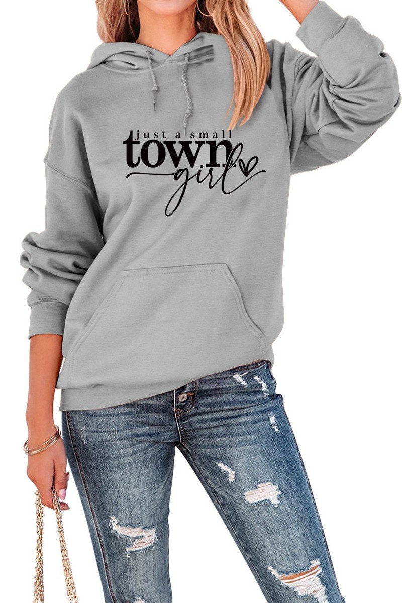 WOMEN LETTERING PRINT OVERSIZED PULLOVER HOODIE