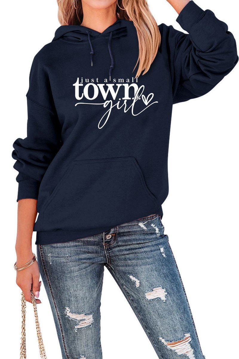 WOMEN LETTERING PRINT OVERSIZED PULLOVER HOODIE