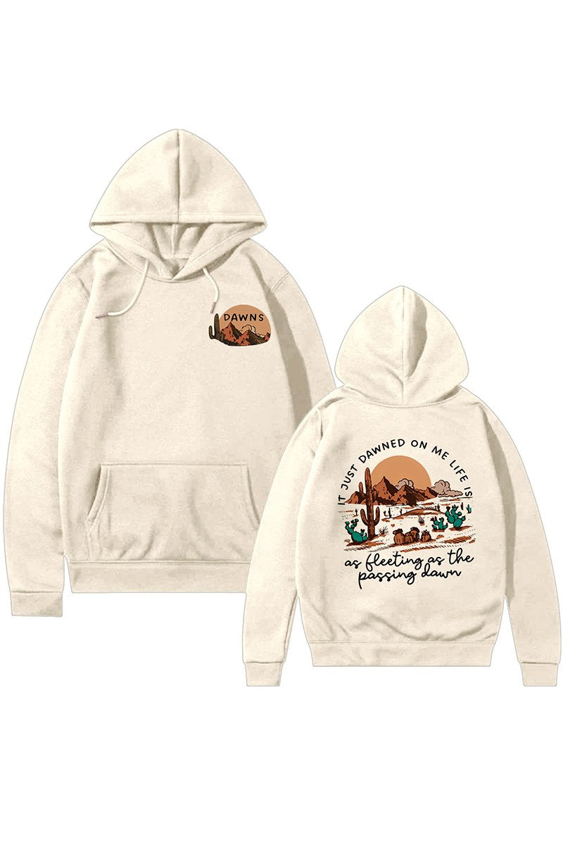 WOMEN WESTERN PRINTING PULLOVER CASUAL HOODIE