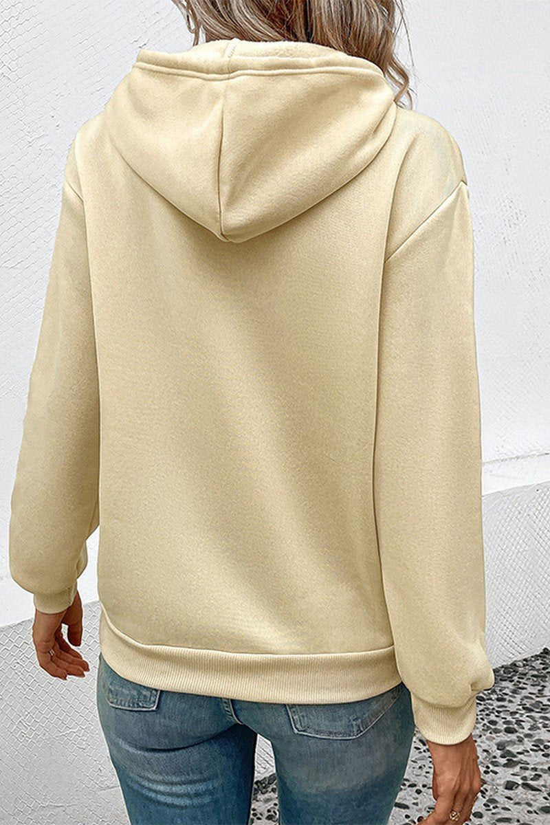 WOMEN CASUAL BASIC LONG SLEEVE PULLOVER HOODIE