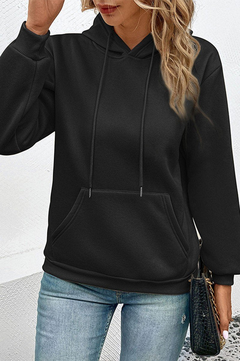 WOMEN CASUAL BASIC LONG SLEEVE PULLOVER HOODIE