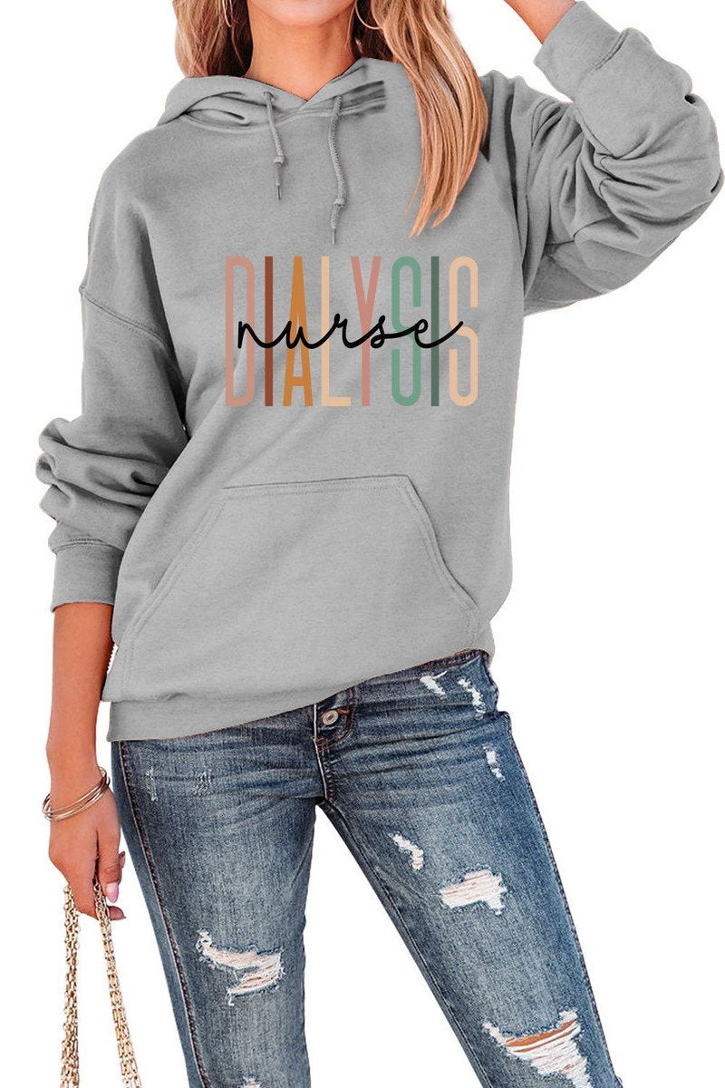 WOMEN COLORFUL LETTERING PULLOVER LOOSE HOODIE