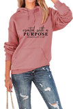 WOMEN LETTERING PRINT HOODED PULLOVER SWEATSHIRTS