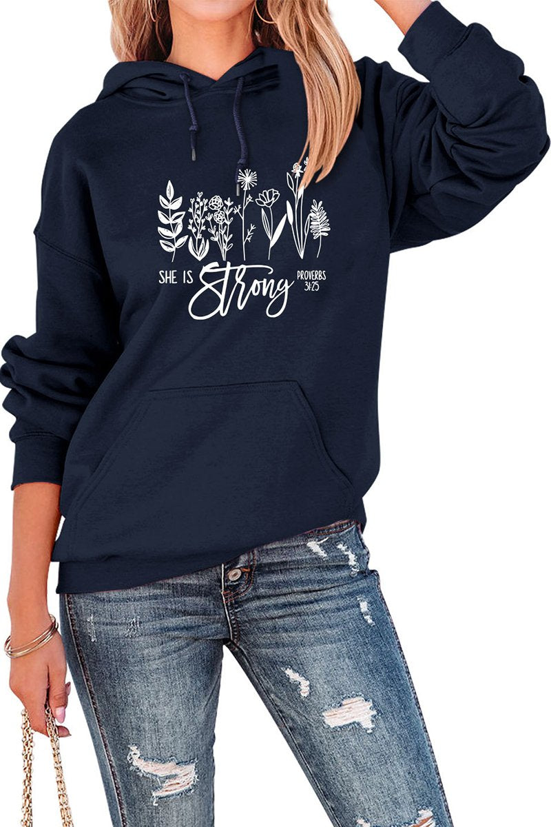 WOMEN NATURE PRINTING OVERSIZED PULLOVER HOODIE