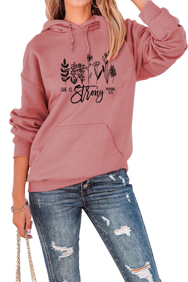 WOMEN NATURE PRINTING OVERSIZED PULLOVER HOODIE