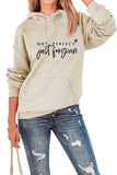 WOMEN LETTER PRINT KANGAROO POCKET LOOSE HOODIE