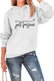 WOMEN LETTER PRINT KANGAROO POCKET LOOSE HOODIE