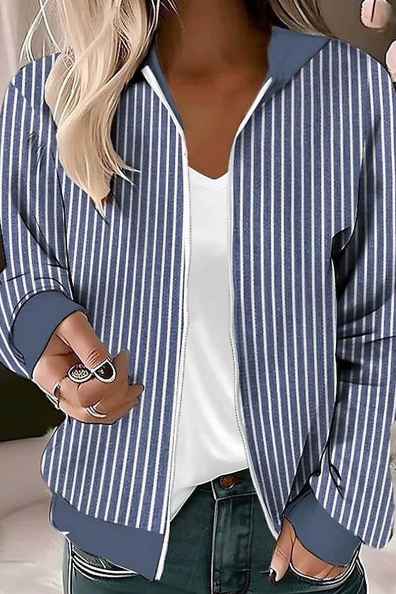 WOMEN PATTERNED LONG SLEEVE ZIP UP JACKET