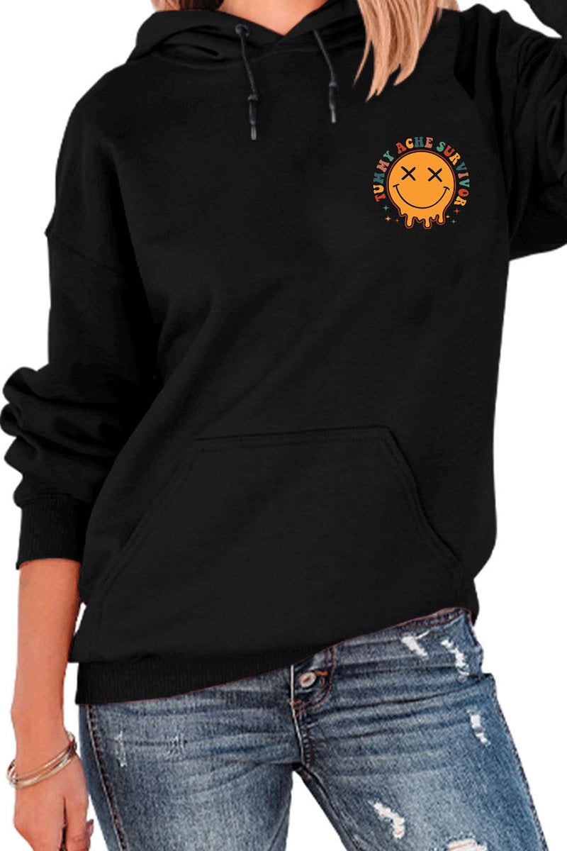 WOMEN SMILE FACE GRAPHIC CASUAL HOODIES