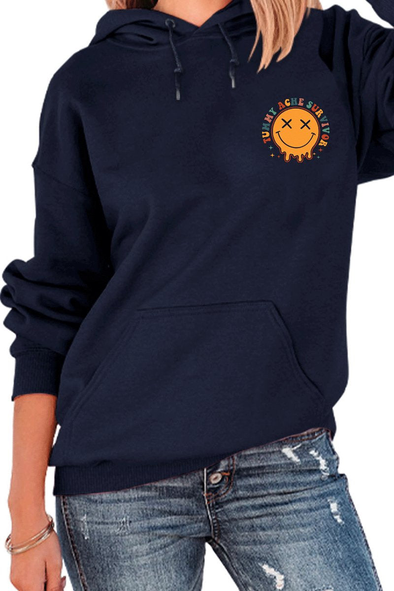 WOMEN SMILE FACE GRAPHIC CASUAL HOODIES