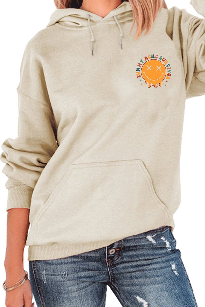 WOMEN SMILE FACE GRAPHIC CASUAL HOODIES