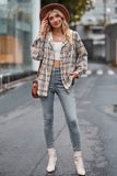 WOMEN PLAID CASUAL BUTTON UP PULLOVER HOODIE