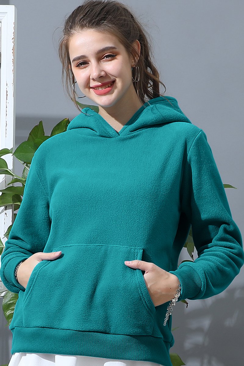 SOLID SWEATSHIRT FLEECE HOODIE WITH KANGAROO POCKET