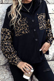 WOMEN LEOPARD PATTERN BLOCKED CASUAL JACKET SHIRT