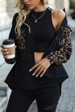 WOMEN LEOPARD PATTERN BLOCKED CASUAL JACKET SHIRT