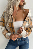 WOMEN PLAID PATTERN BUTTONED CROP JACKET