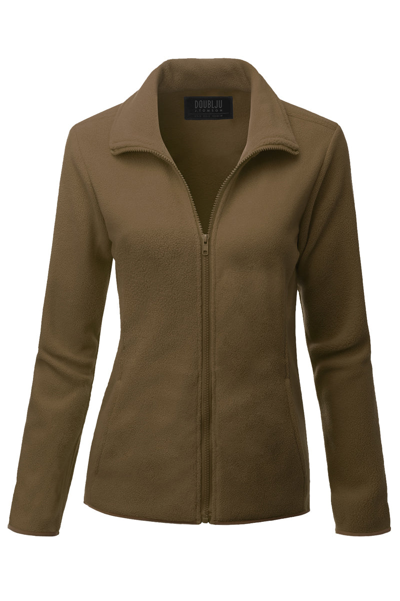 WOMEN'S FULL ZIP UP FLEECE JACKET WITH POCKETS