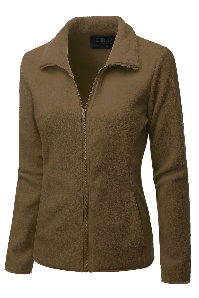 WOMEN'S FULL ZIP UP FLEECE JACKET WITH POCKETS