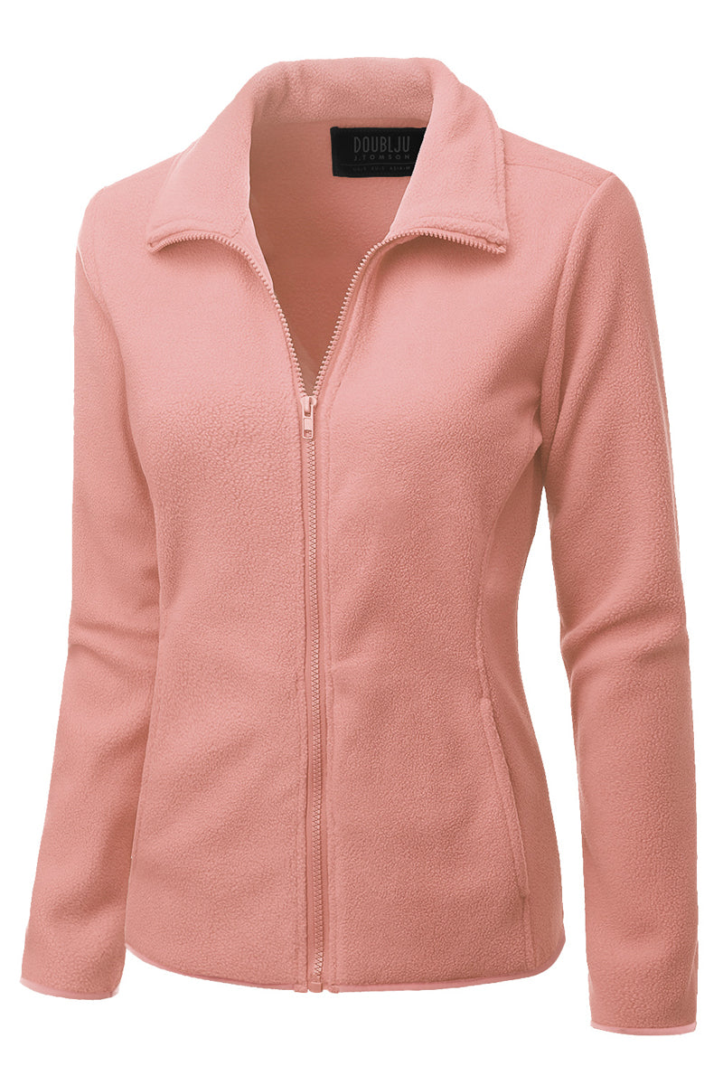 WOMEN'S FULL ZIP UP FLEECE JACKET WITH POCKETS