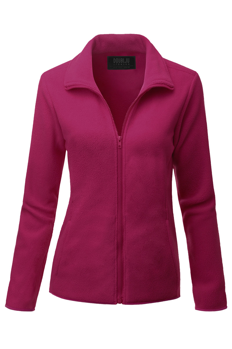 WOMEN'S FULL ZIP UP FLEECE JACKET WITH POCKETS