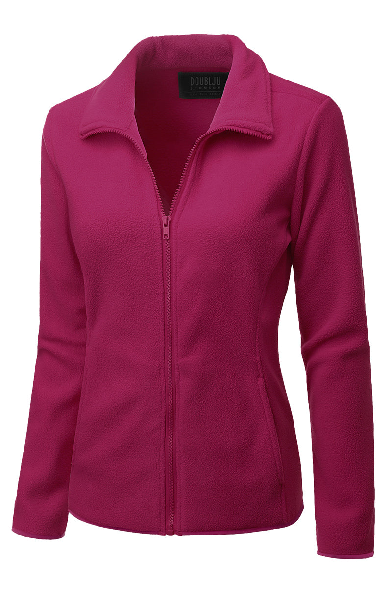 WOMEN'S FULL ZIP UP FLEECE JACKET WITH POCKETS