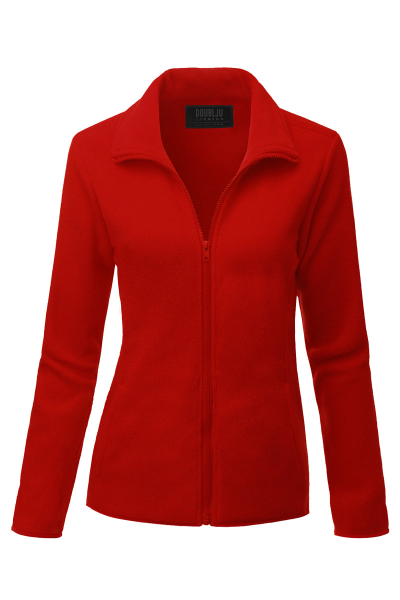 WOMEN'S FULL ZIP UP FLEECE JACKET WITH POCKETS