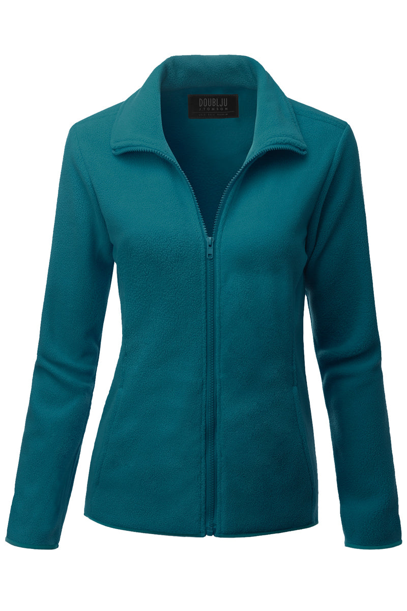 WOMEN'S FULL ZIP UP FLEECE JACKET WITH POCKETS