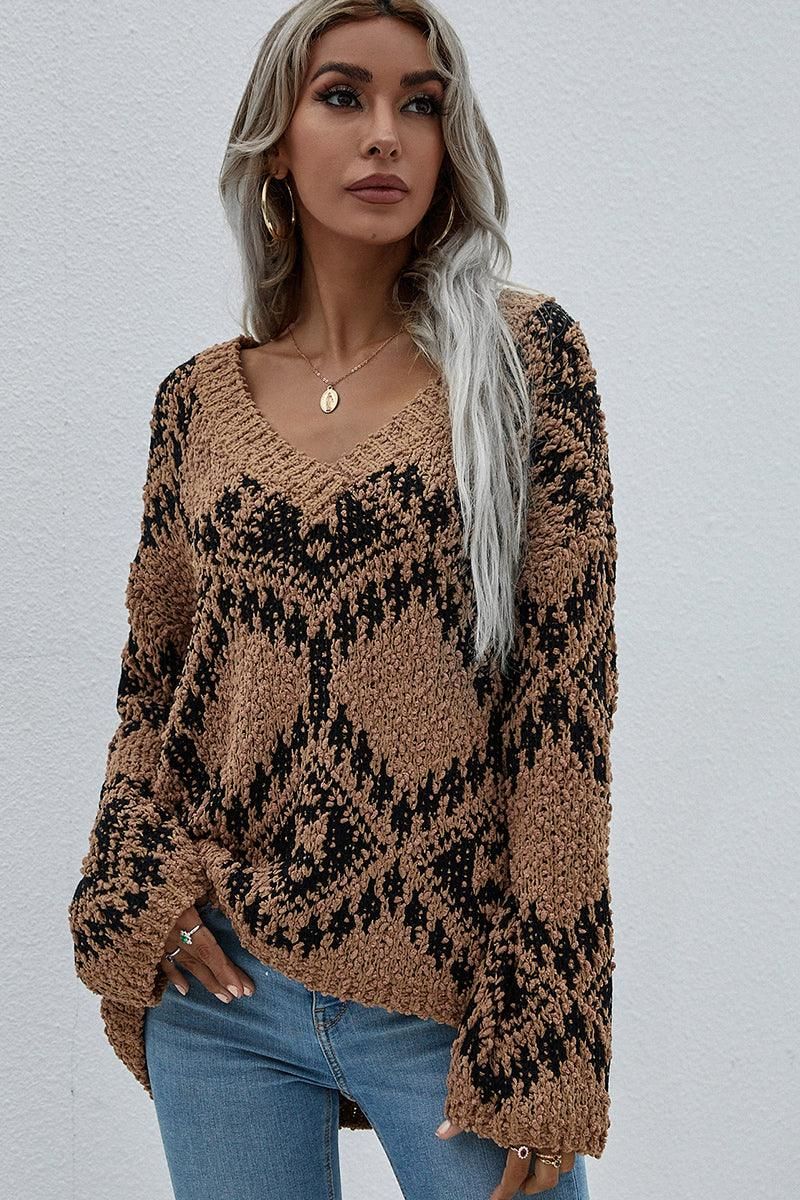 DEEP V NECK KNIT - Doublju