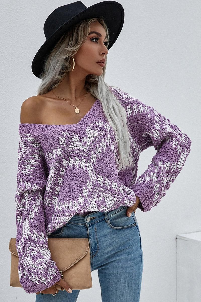 DEEP V NECK KNIT - Doublju