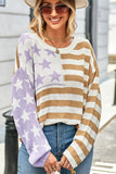 WOMEN STARS AND STRIPES OVERSIZED SWEATER - Doublju