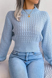 TWIST CHUNKY CABLE KNIT RIBBED CROP SWEATSHIRT