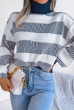 WOMEN STRIPED BLOCK OVERSIZED LOOSE SWEATSHIRT