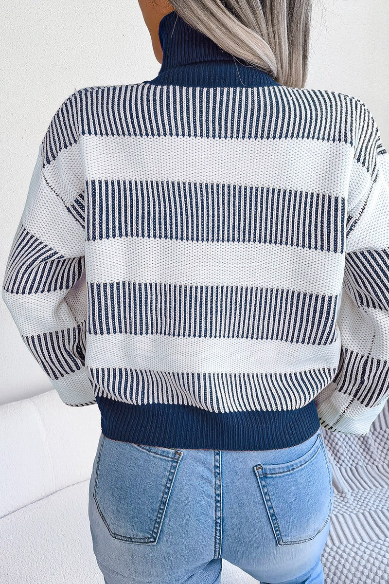 WOMEN STRIPED BLOCK OVERSIZED LOOSE SWEATSHIRT