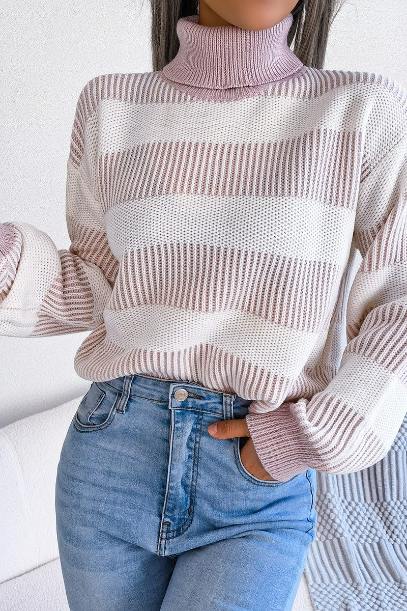 WOMEN STRIPED BLOCK OVERSIZED LOOSE SWEATSHIRT