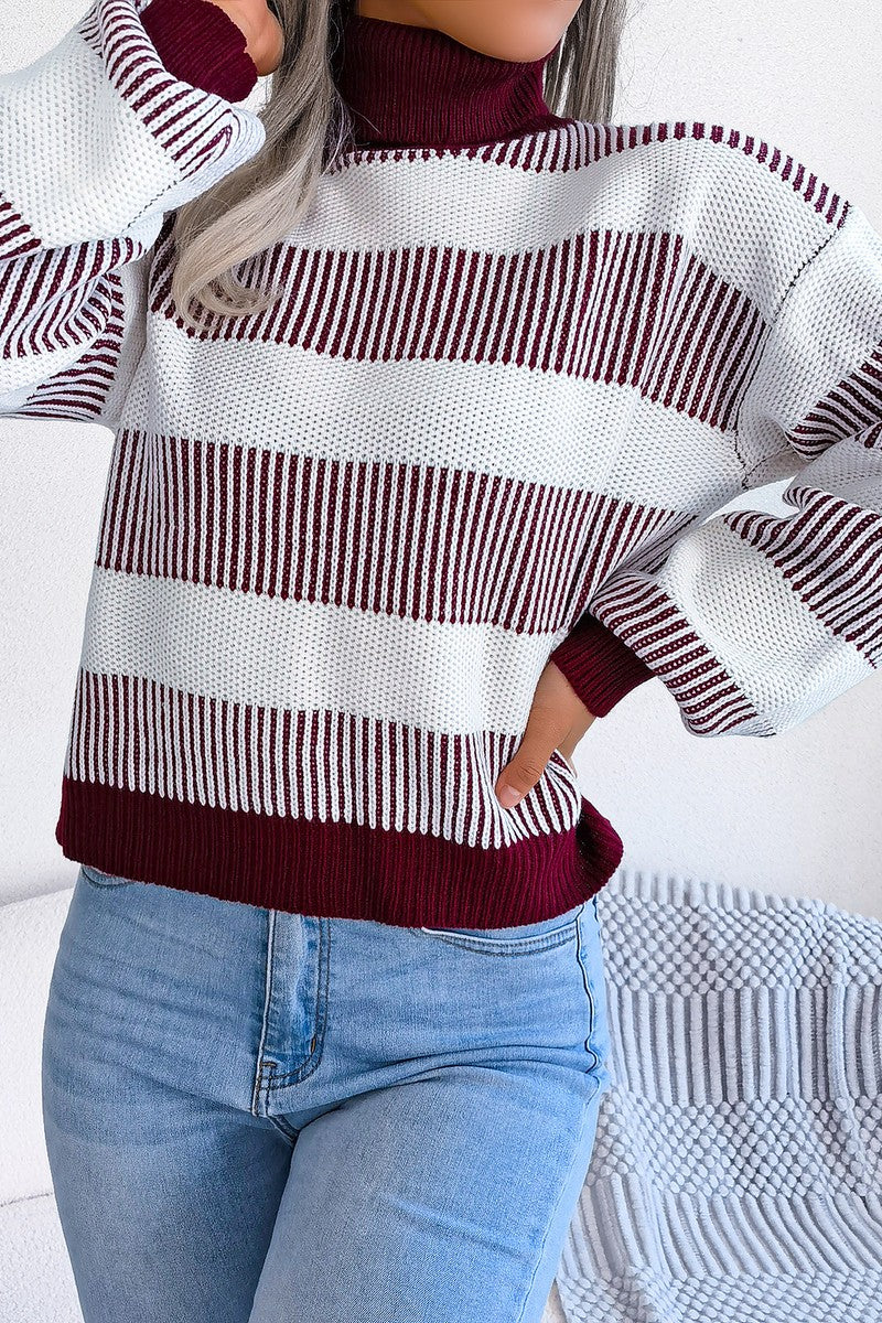 WOMEN STRIPED BLOCK OVERSIZED LOOSE SWEATSHIRT