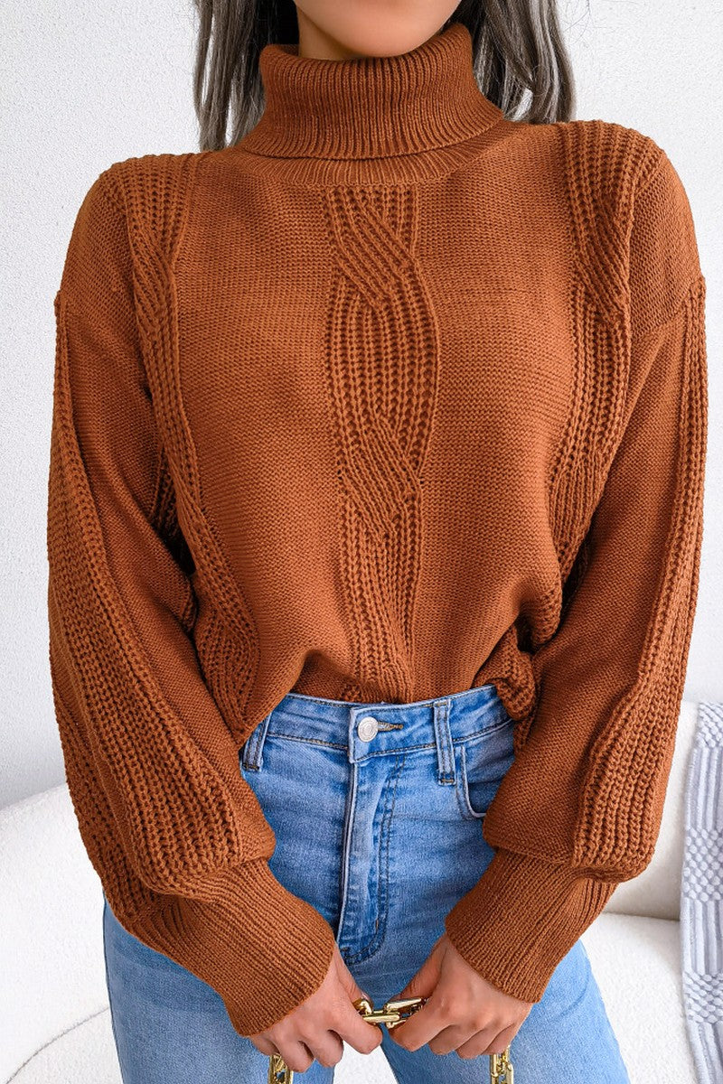 WOMEN HIGH NECK SOLID FALL WINTER CASUAL SWEATER