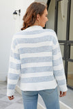 WOMEN STRIPE PATTERN LONG SLEEVE KNIT SWEATSHIRT