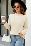 WOMEN WAFFLE KNIT LONG SLEEVE FALL WINTER SWEATER