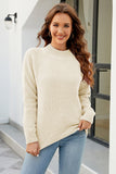 WOMEN WAFFLE KNIT LONG SLEEVE FALL WINTER SWEATER