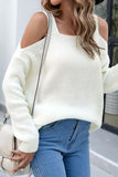 WOMEN SHOULDER STRAP OVERSIZED LOOSE KNIT SWEATER