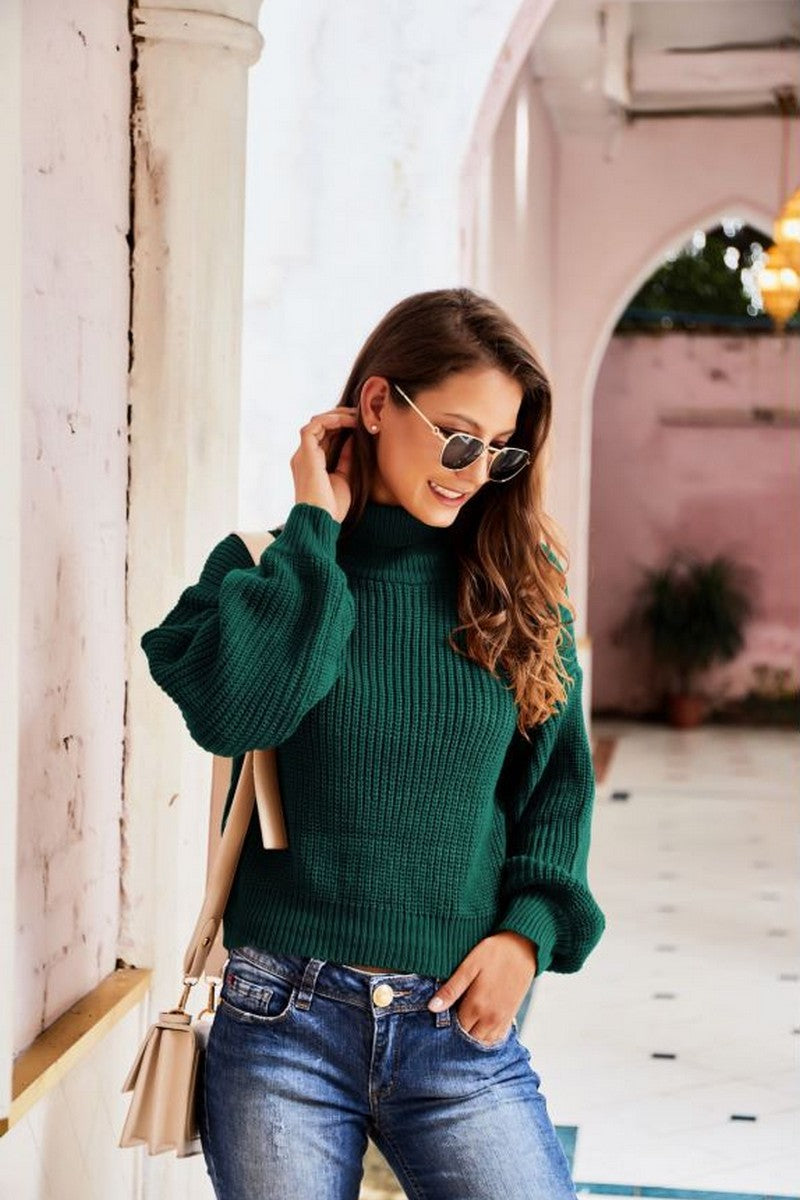 WOMEN OVERSIZED LOOSE TURTLE NECK KNIT JUMPER TOP