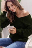 WOMEN CHUNKY KNITTED LOOSE FIT SOLID SWEATER