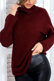 WOMEN LOOSE FIT TUNIC LENGTH HIGH NECK SWEATER