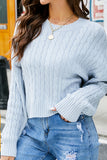 TWISTED CABLE KNIT LONG SLEEVE SWEATER FOR WOMEN