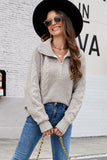 WOMEN ZIP UP TURTLE NECK KNIT PULLOVER JUMPER TOP