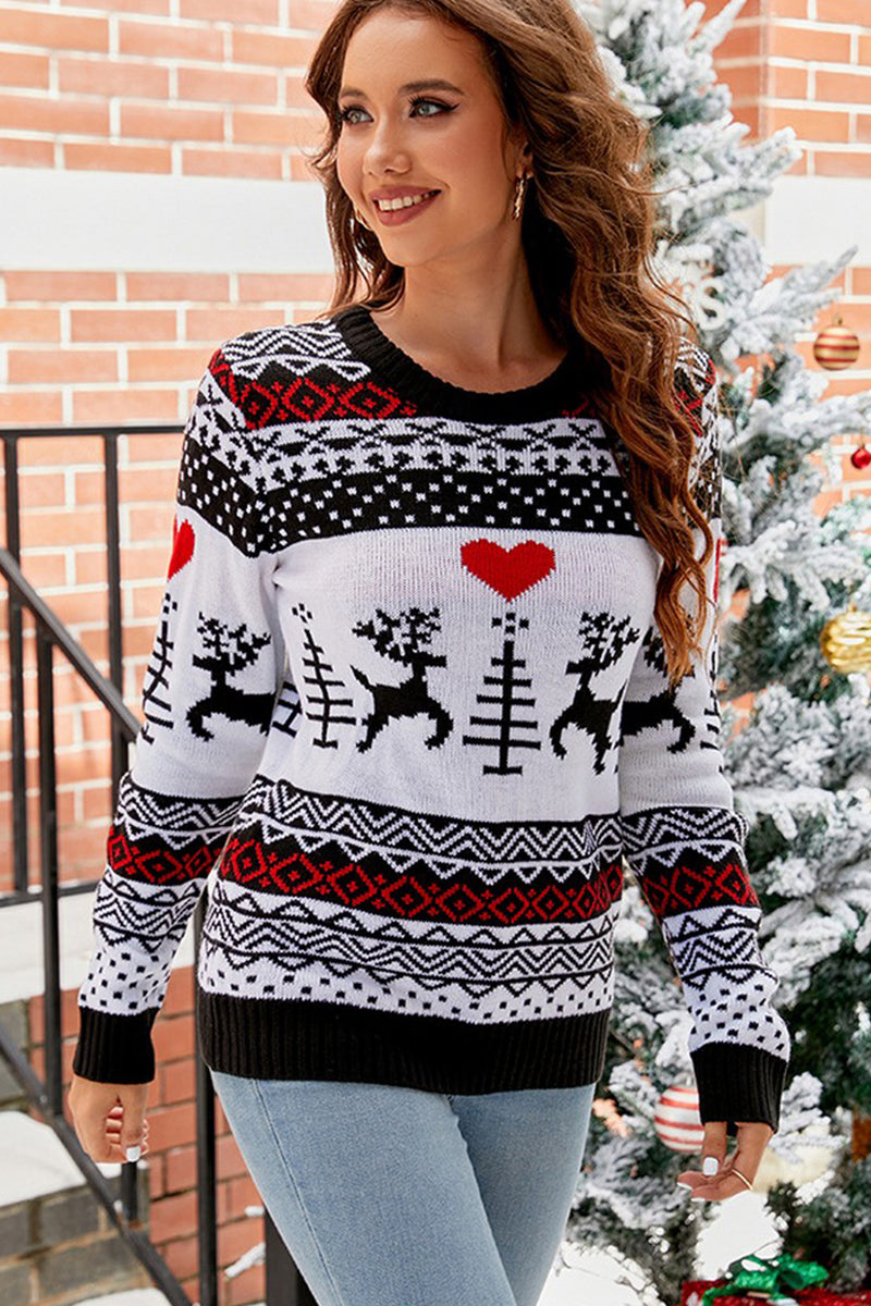 WOMEN CUTE PRINTING LONG SLEEVE WINTER SWEATER