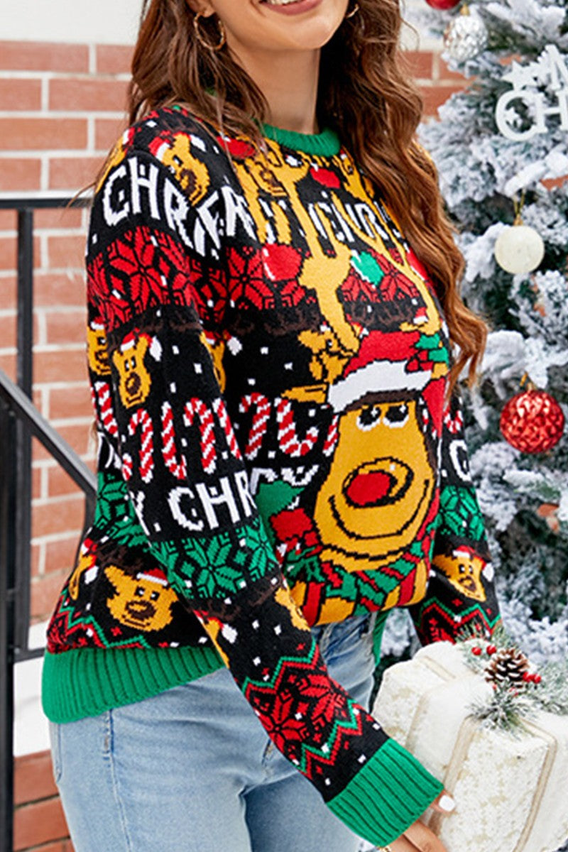 WOMEN MERRY CHRISTMAS X MAS PRINTING SWEATER