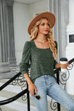 WOMEN SQUARE NECK CORDUROY KNIT SWEATSHIRT