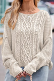 WOMEN LOOSE FIT ROUND NECK RIBBED KNIT SWEATER